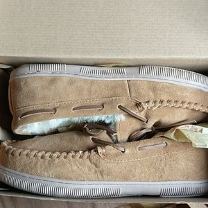 Men's fuzzy leather slippers